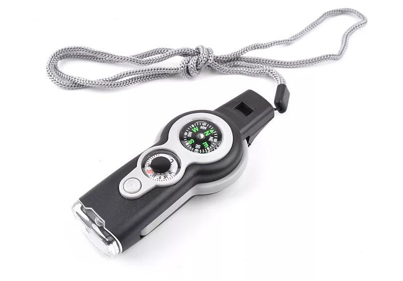 Wander & Wake™ 7-in-1 Survival Whistle | Emergency Camping Safety Tool with Compass, Thermometer & LED Light