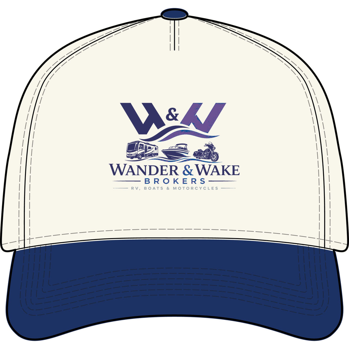 Wander & Wake Two-Tone Cap — Broker Logo Hat