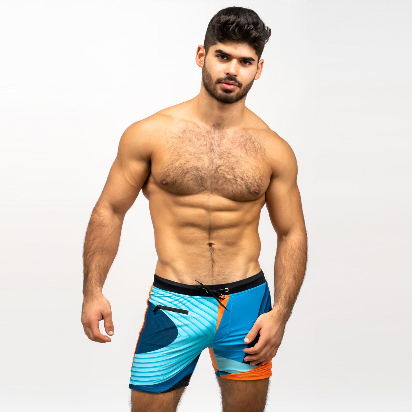 Quick Dry Loose Boxer Zip Swim Shorts for Plus Size