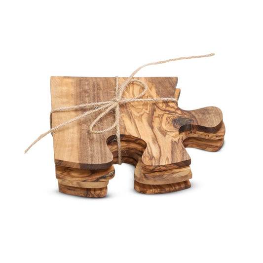 Wander & Wake Olive Wood Coaster Puzzle 4-Pcs Set. - Wander & Wake