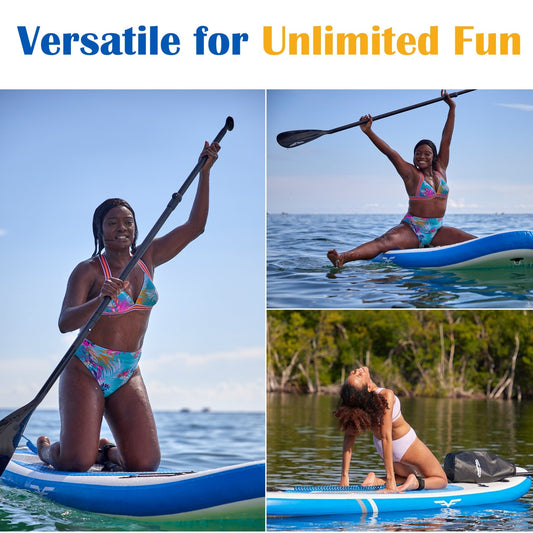 Wander & Wake Blue Stream 10 foot inflatable paddle board package with paddle and accessories