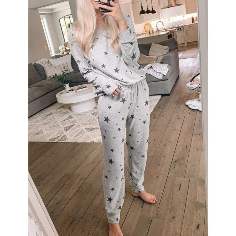 Autumn Women's Casual Long Sleeve Star Print Set