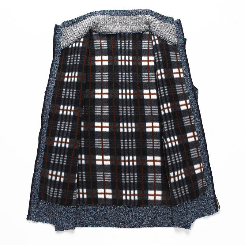 Men's Warm Knitted Cardigan Vest with Zipper Turtleneck