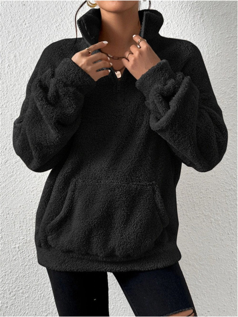 Autumn Winter Velvet Stand Collar Sweater
