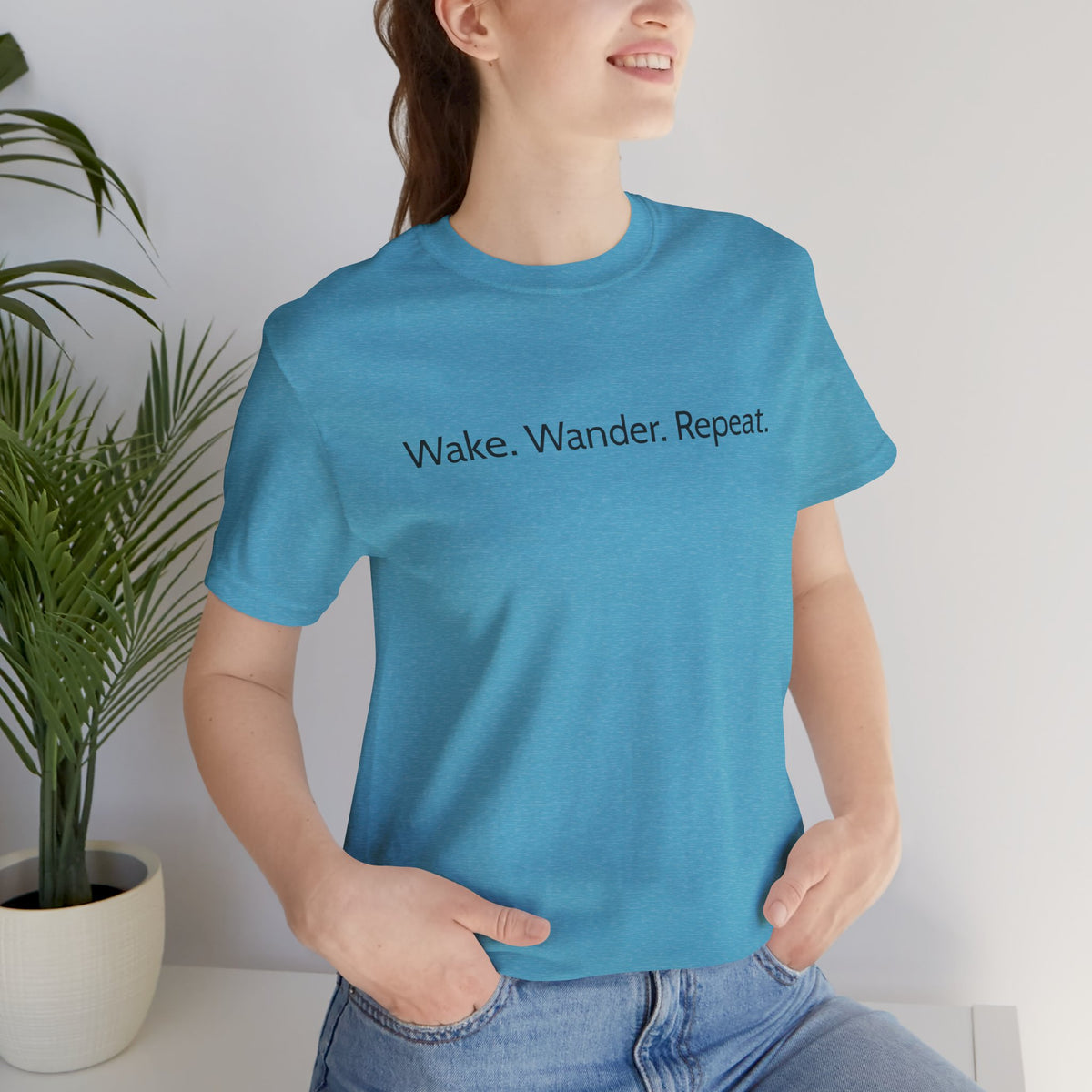 Wake. Wander. Repeat. Tee — Minimalist Travel Graphic T-Shirt