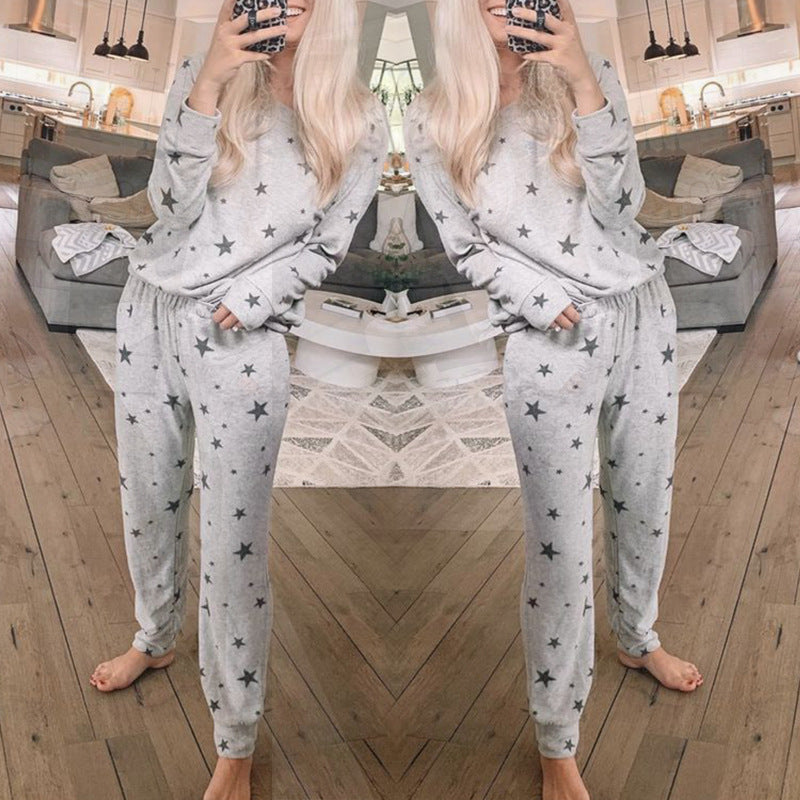 Autumn Women's Casual Long Sleeve Star Print Set