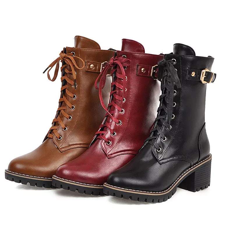 New Women's Autumn Chunky Heeled Boots