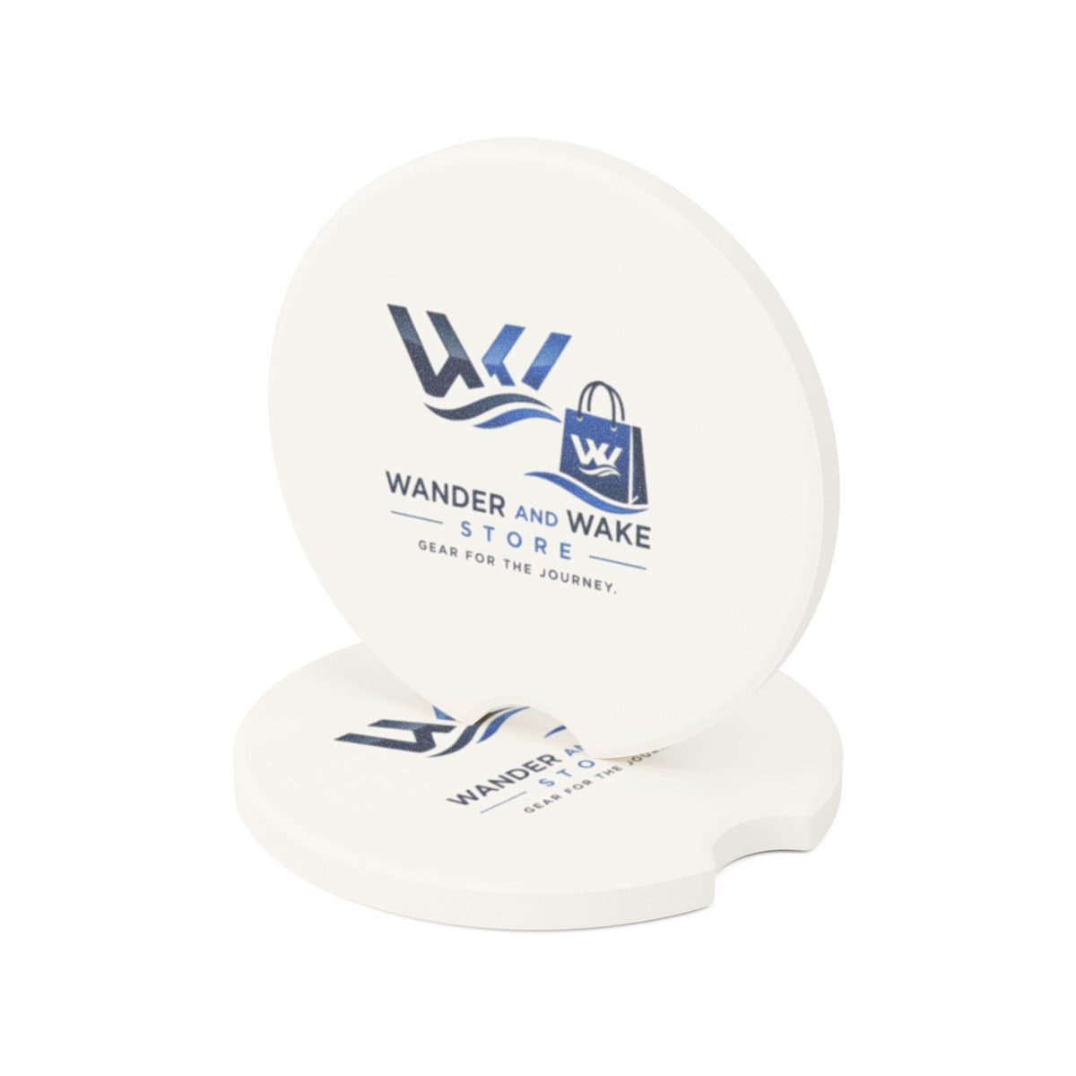 Wander and Wake Logo Car Drink Holder-Soapstone Car Coaster