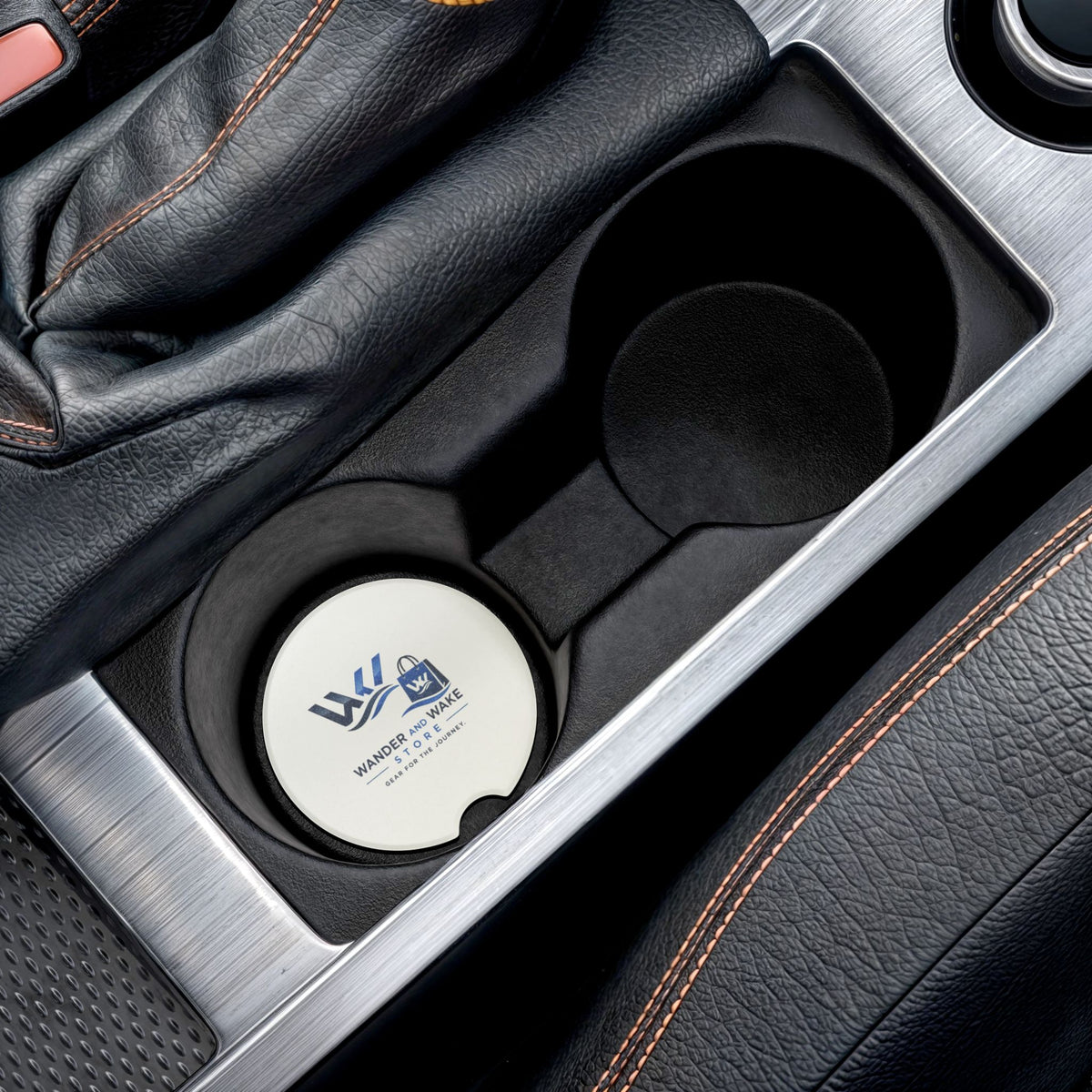 Wander and Wake Logo Car Drink Holder-Soapstone Car Coaster