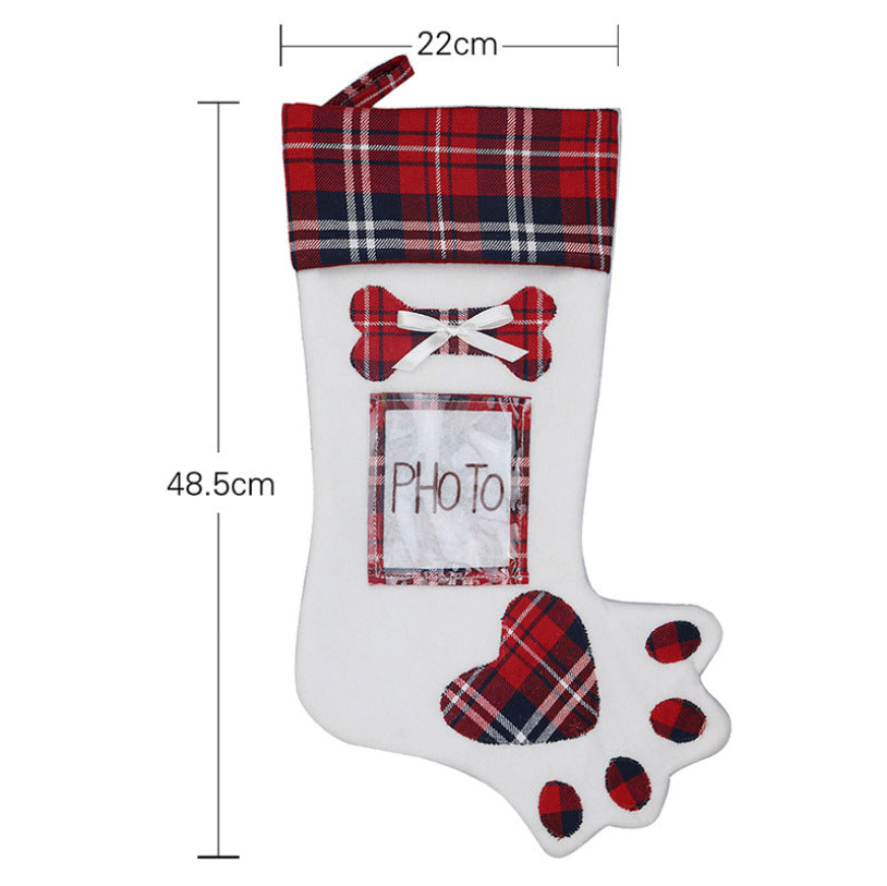 Dog Paw Christmas Stocking Gift Bag Decor