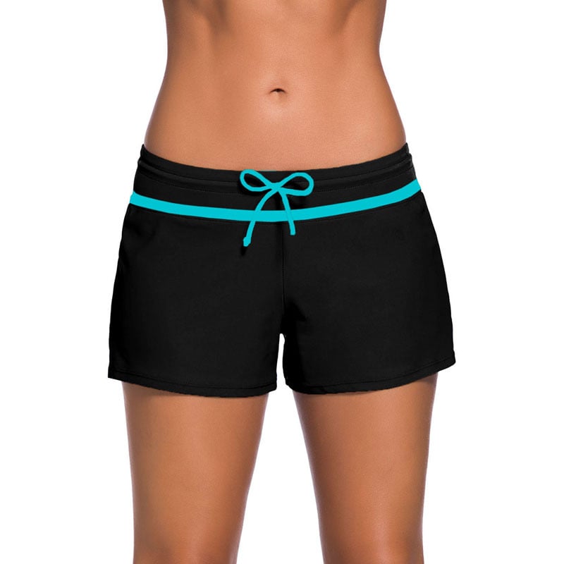 Plus Size Lace Up Low Waist Boxer Swim Trunks