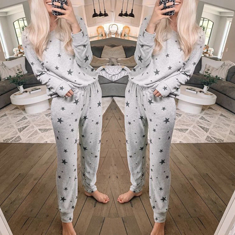 Autumn Women's Casual Long Sleeve Star Print Set