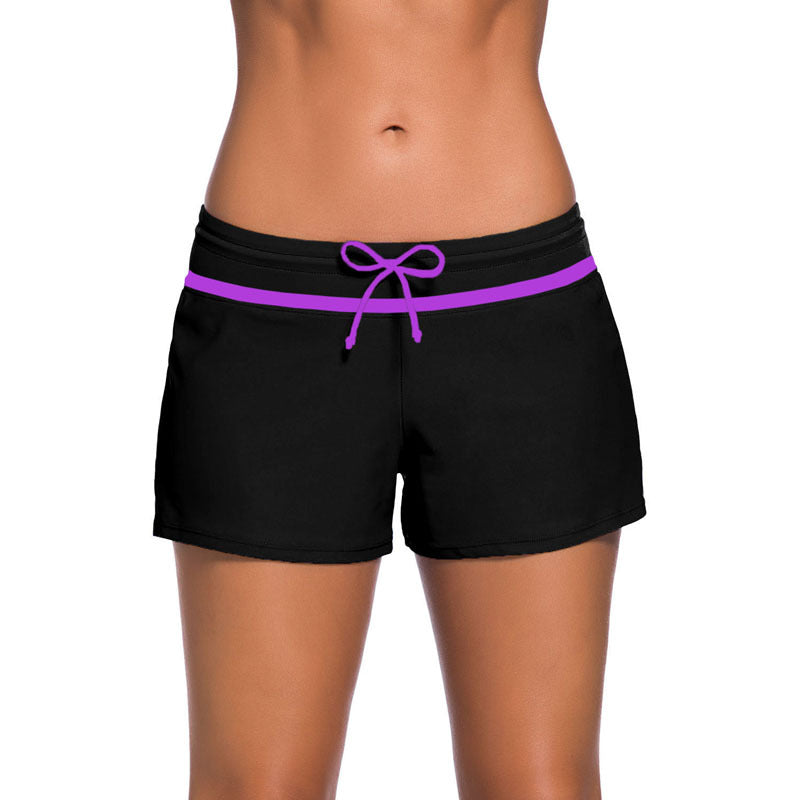 Plus Size Lace Up Low Waist Boxer Swim Trunks
