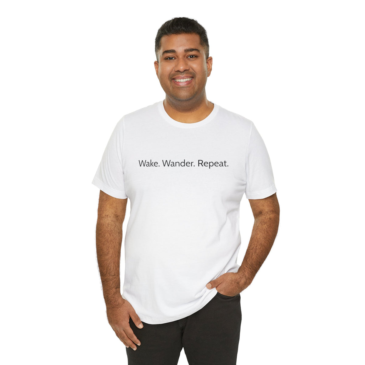 Wake. Wander. Repeat. Tee — Minimalist Travel Graphic T-Shirt