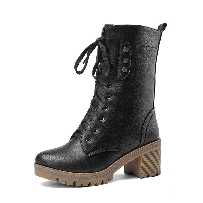 New Women's Autumn Chunky Heeled Boots