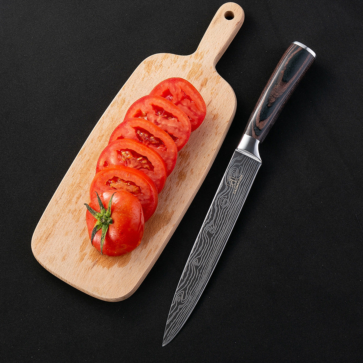 Wander & Wake™ Damascus-Style Kitchen Knife Set | 7Cr Stainless Steel Chef Knives for Home, RV & Camp Cooking