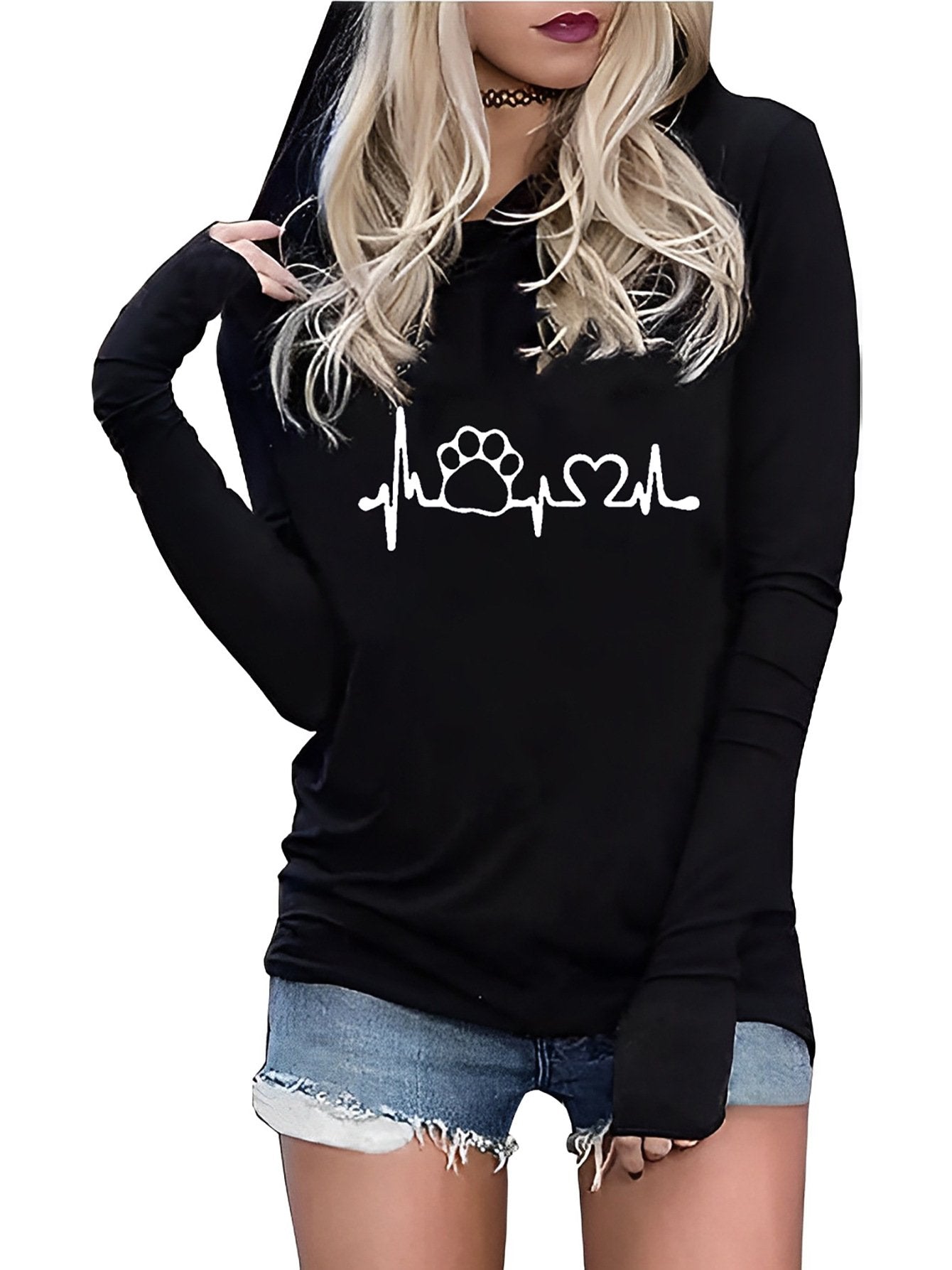 Autumn Winter European American Alphabet Embroidery Hoodie