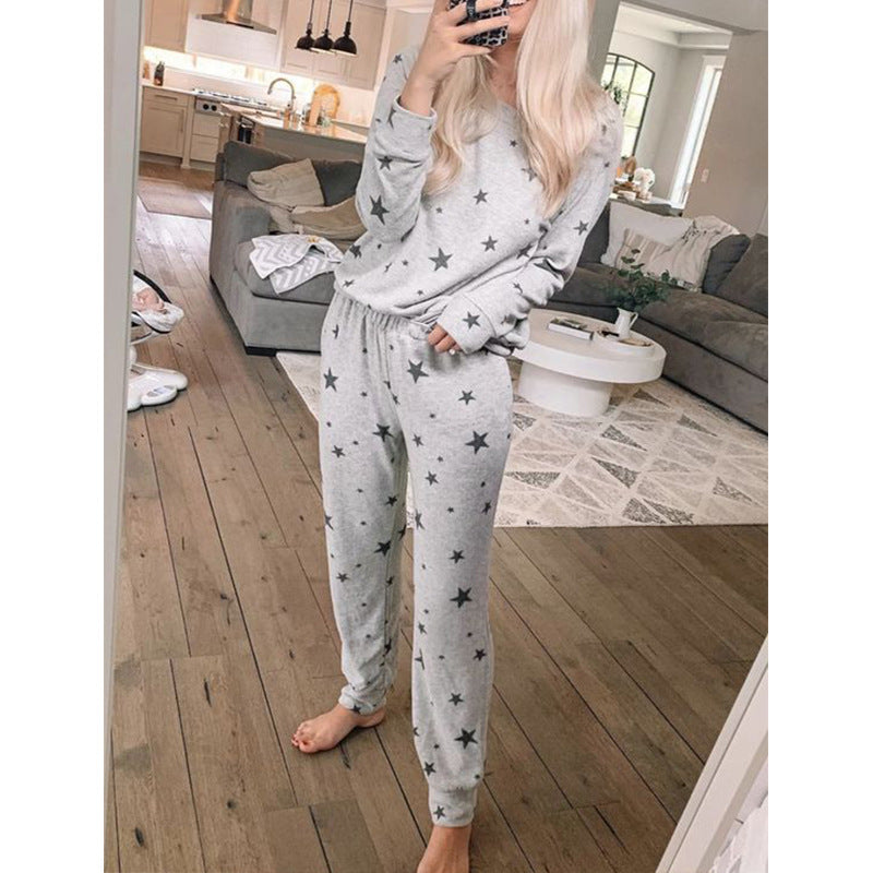 Autumn Women's Casual Long Sleeve Star Print Set