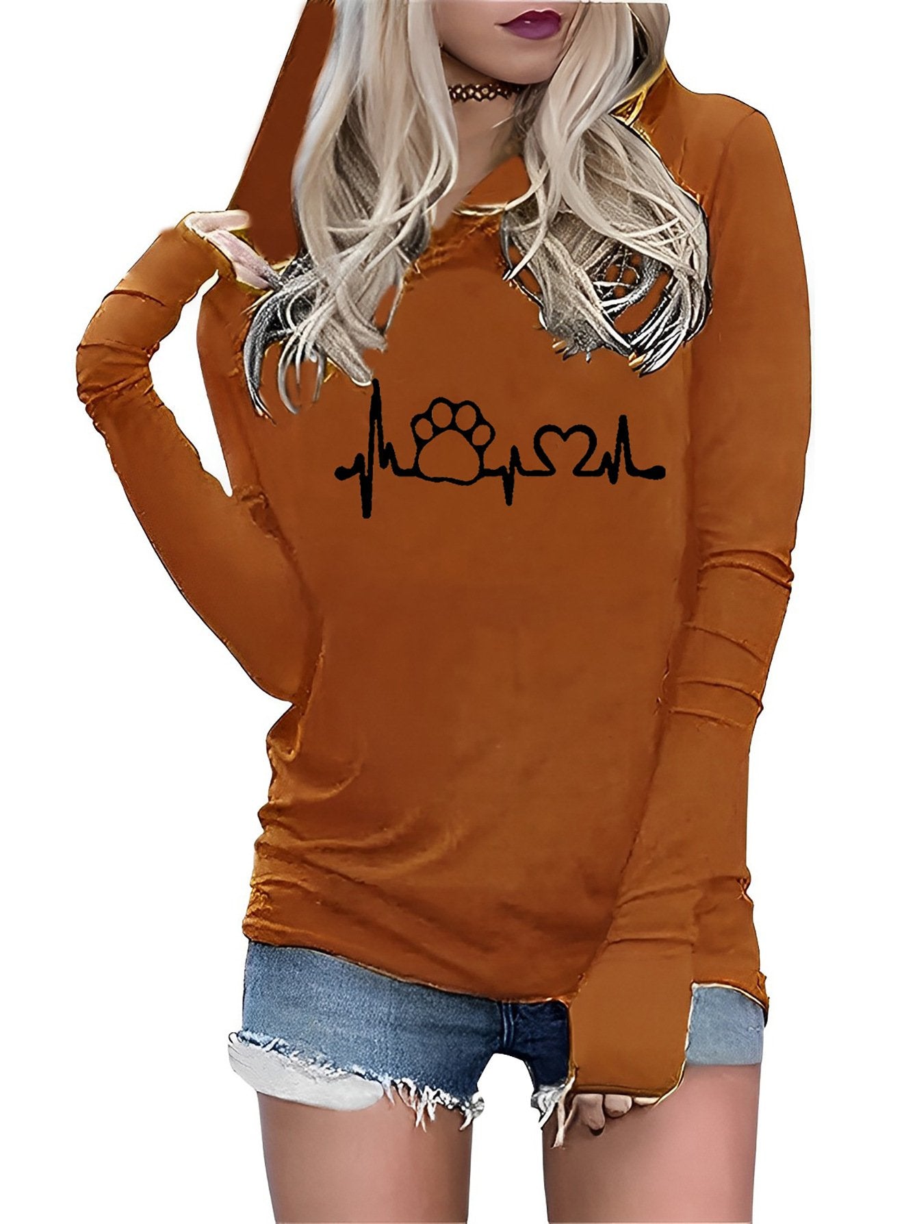 Autumn Winter European American Alphabet Embroidery Hoodie