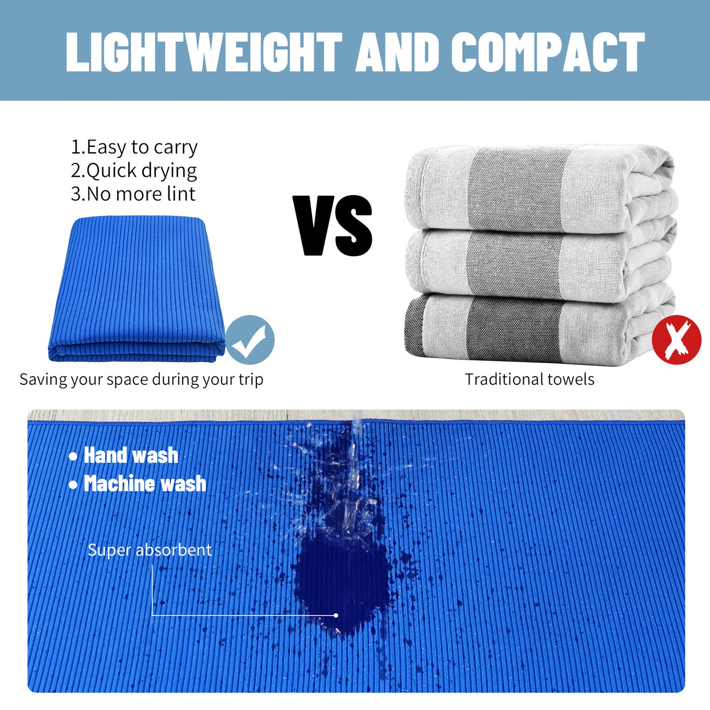 Quick-Dry Towel with Round Net Bag - Beach & Swim Towel