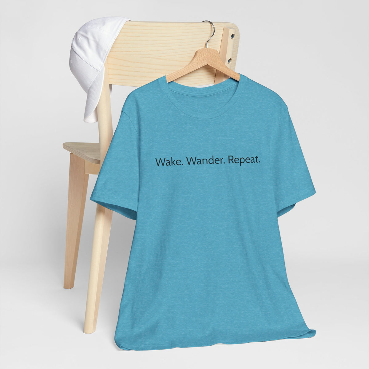 Wake. Wander. Repeat. Tee — Minimalist Travel Graphic T-Shirt