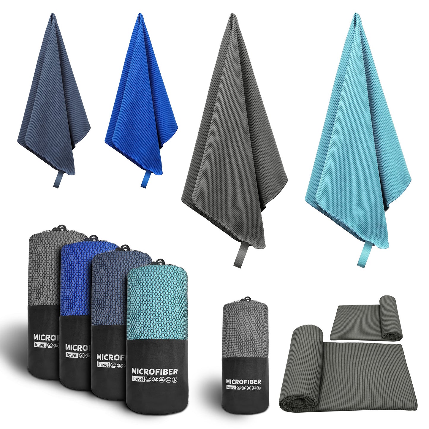 Quick-Dry Towel with Round Net Bag - Beach & Swim Towel
