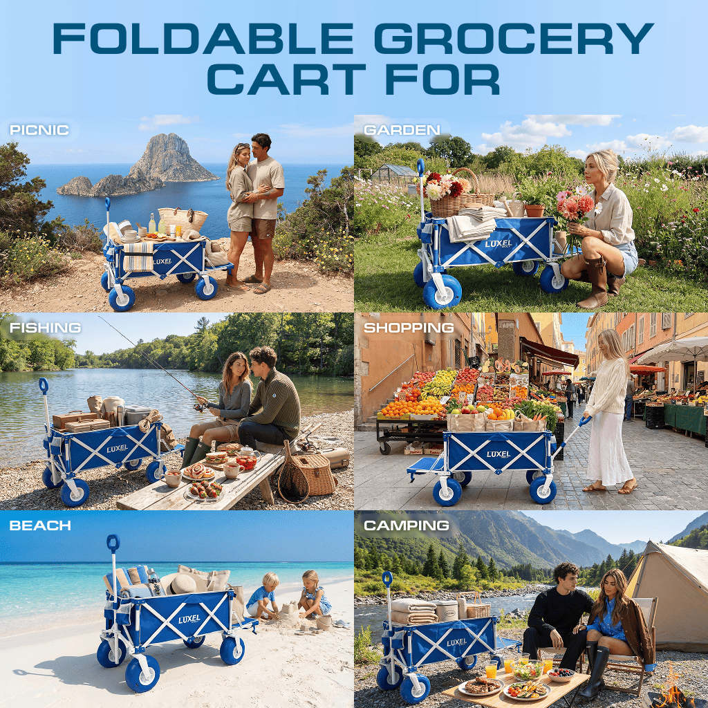 LUXEL Heavy-Duty Beach Wagon | 300 lb Folding All-Terrain Cart