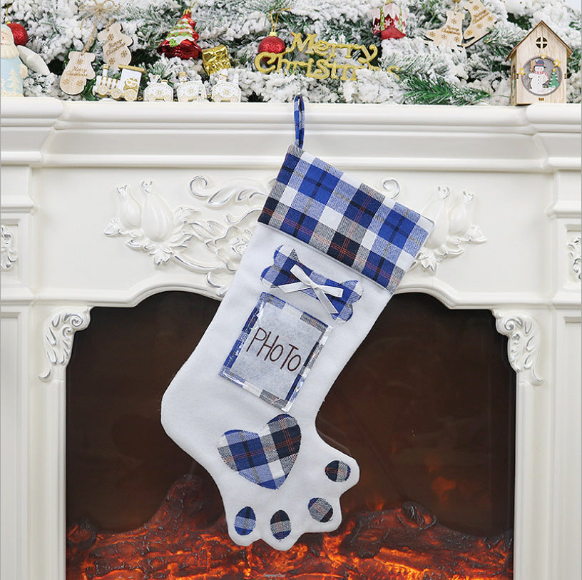 Dog Paw Christmas Stocking Gift Bag Decor