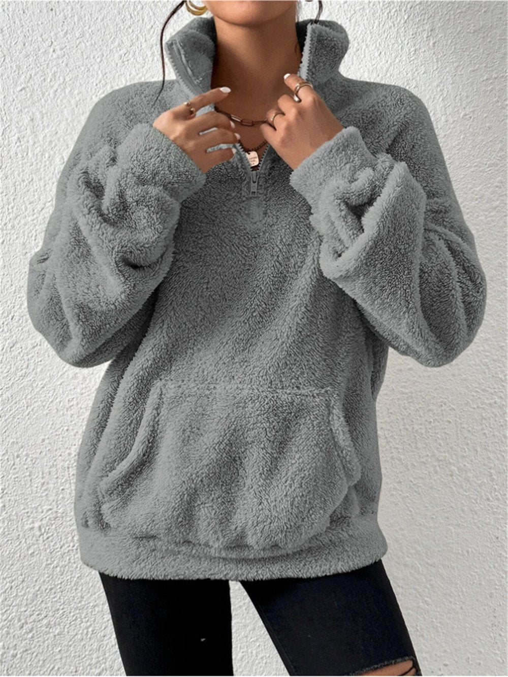 Autumn Winter Velvet Stand Collar Sweater