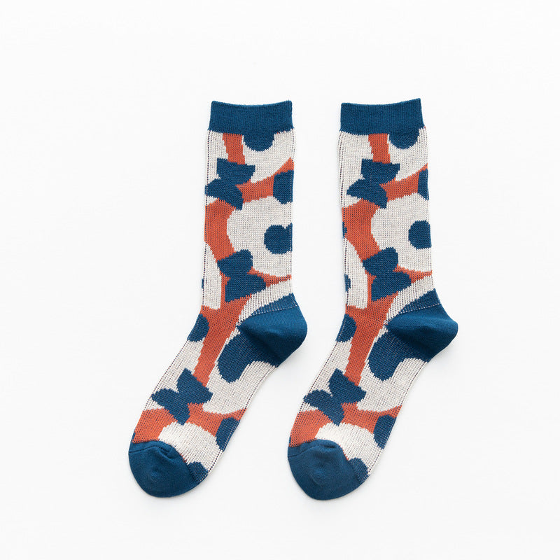Plaid Double-Needle Autumn Socks from Manufacturers