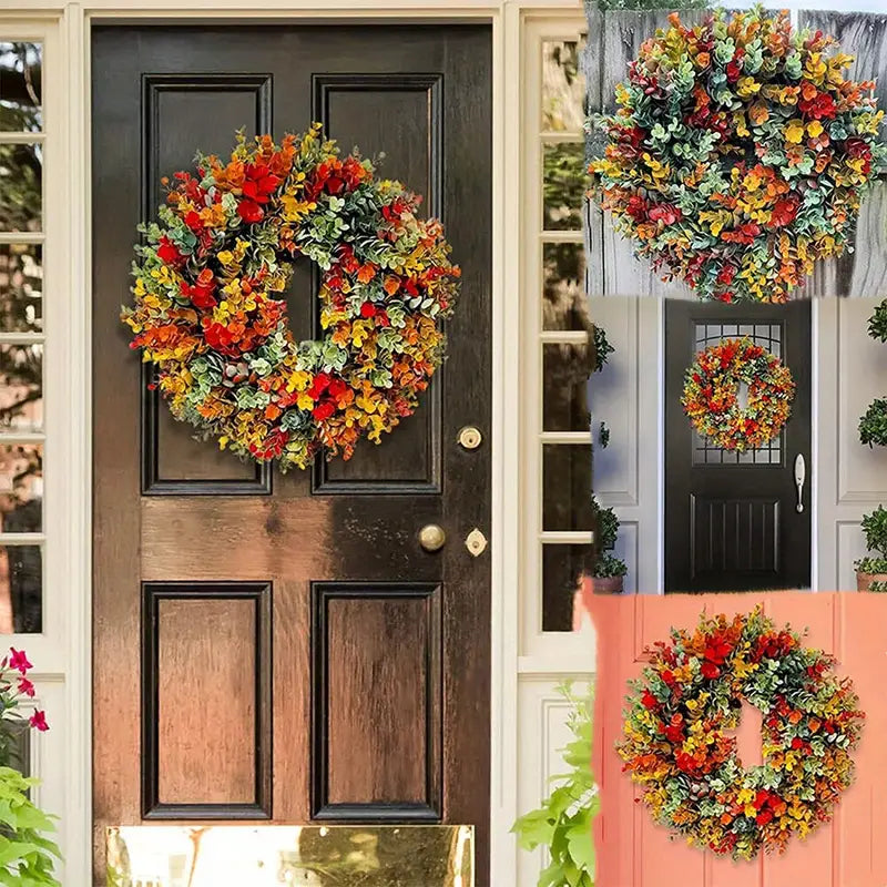 1pc Artificial Autumn Wreath for Door or Wall Decor