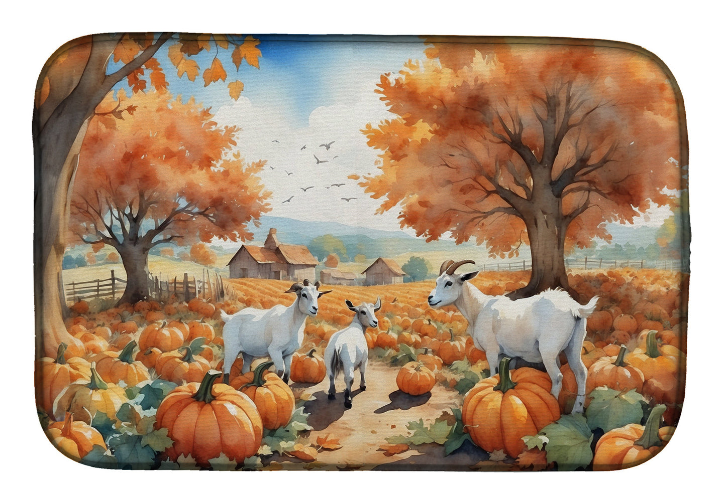 Autumn Goats Dish Drying Mat