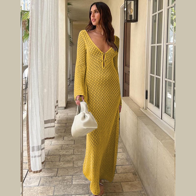 Solid Color Women's Beach Dress