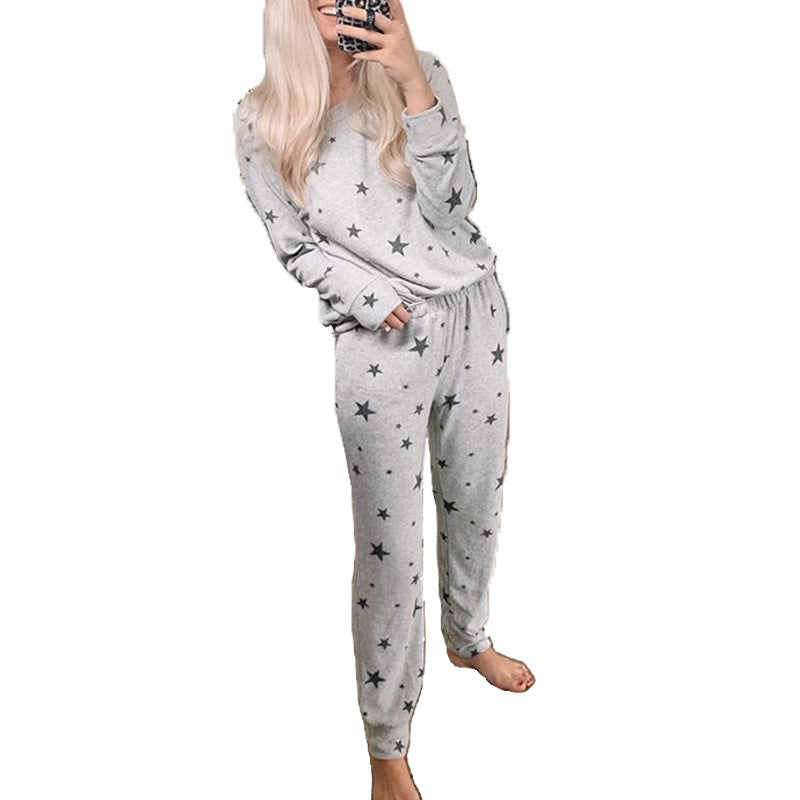 Autumn Women's Casual Long Sleeve Star Print Set
