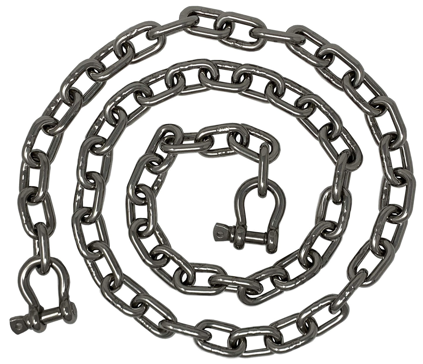 Rainier Supply Co. Anchor Chain - 5/16" x 6 Stainless Steel Boat Chain - Premium Marine Grade 316SS Boat Anchor Chain with Oversized Shackles