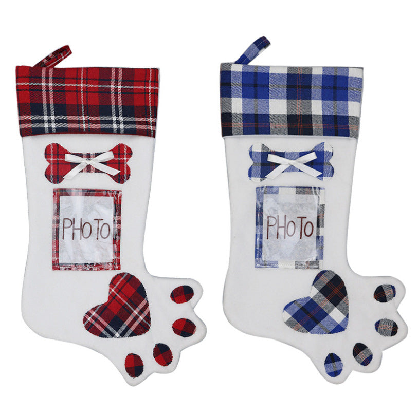 Dog Paw Christmas Stocking Gift Bag Decor