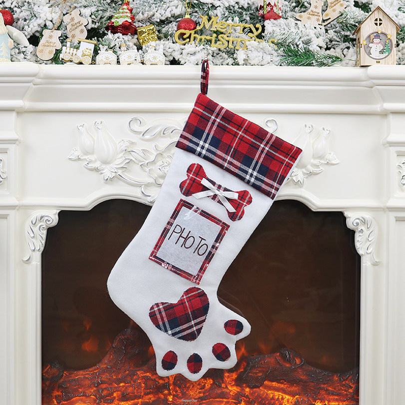 Dog Paw Christmas Stocking Gift Bag Decor