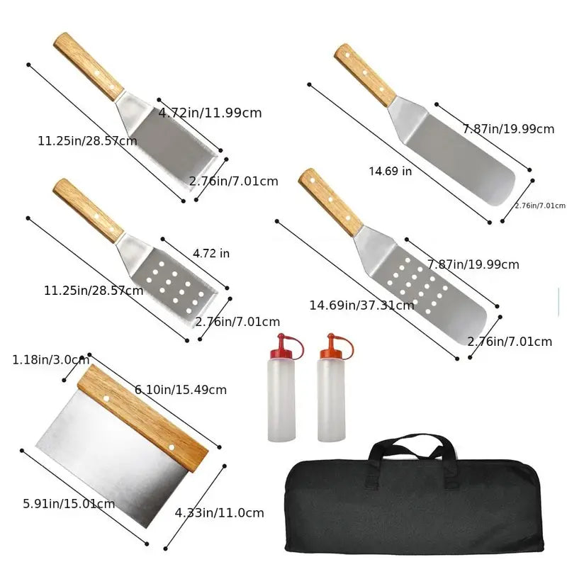 8pcs Stainless Steel BBQ Tools for Outdoor Cooking