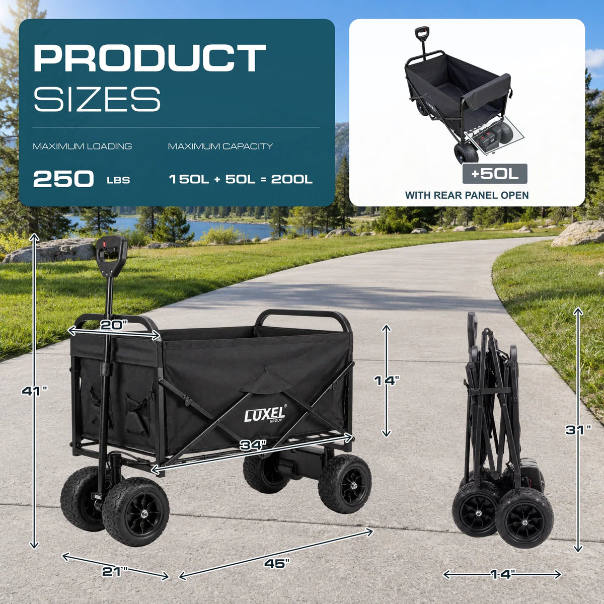 Luxel 500W Electric Utility Wagon | Powered All-Terrain Folding Cart