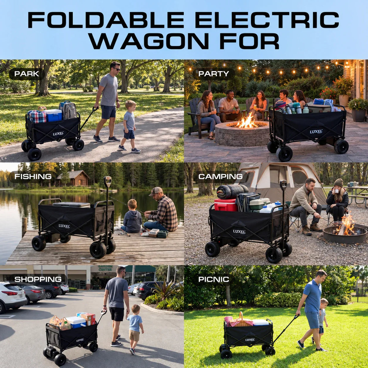 Luxel 500W Electric Utility Wagon | Powered All-Terrain Folding Cart