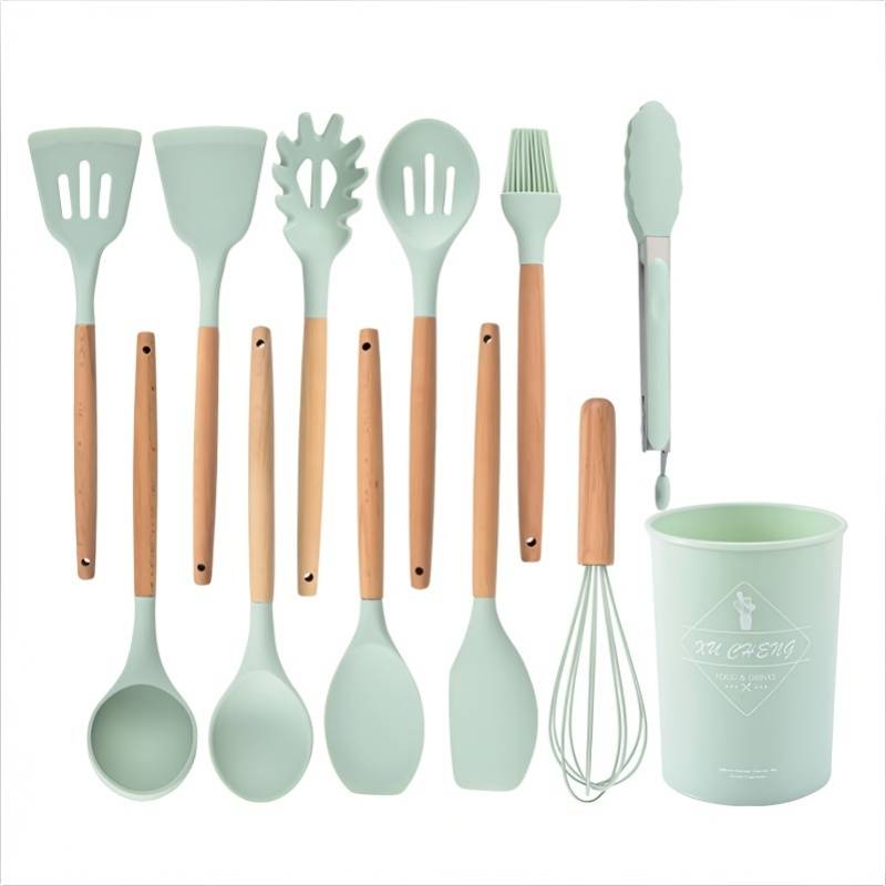 Wander & Wake™ 11-Piece Silicone Kitchen Utensil Set | Wooden Handle Cooking Tools - Wander & Wake