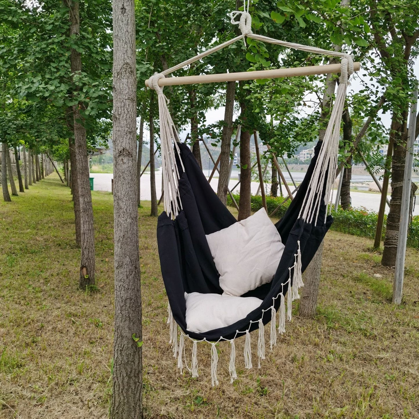 Wander & Wake™ Canvas Hammock Chair | Indoor & Outdoor Hanging Swing Seat - Wander & Wake