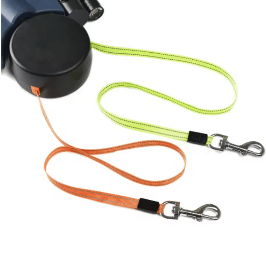 Wander & Wake™ Dual Retractable Dog Leash with LED Light | Automatic 2-Dog Walking Leash - Wander & Wake