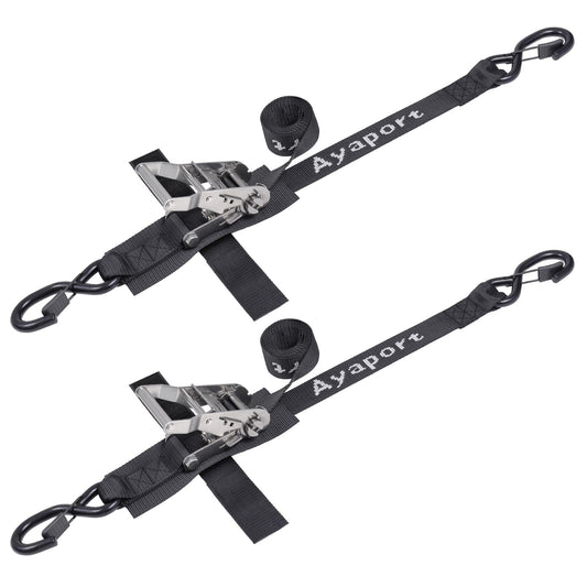 Wander & Wake™ Stainless Steel Boat Trailer Tie-Down Straps (2-Pack) | 1.5" x 5' Ratchet Transom Straps - Wander & Wake