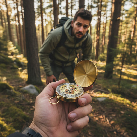 Wander & Wake™   Waypoint™ Gold-Tone Folding Compass - Wander & Wake