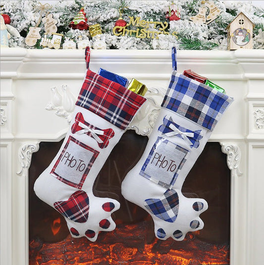 Dog Paw Christmas Stocking Gift Bag Decor - product image 1