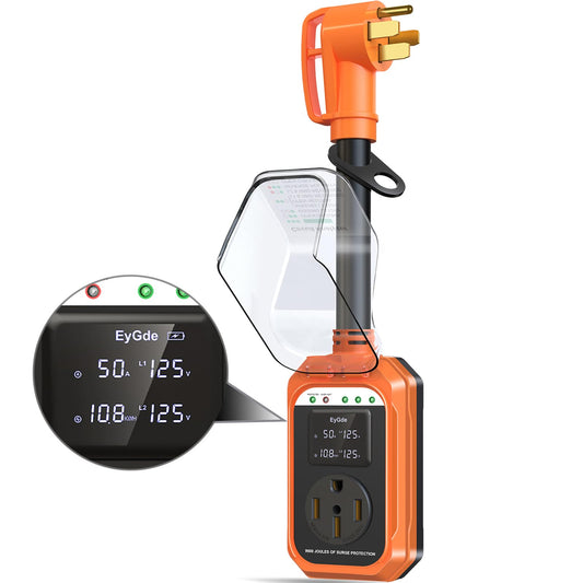 Wander & Wake™ 50 Amp RV Surge Protector | EMS with Digital Power Monitor & Circuit Analyzer - Wander & Wake