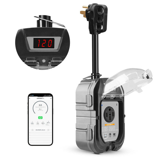 Wander & Wake™ 50 Amp Smart RV Surge Protector | WiFi EMS with Voltage Monitoring - Wander & Wake