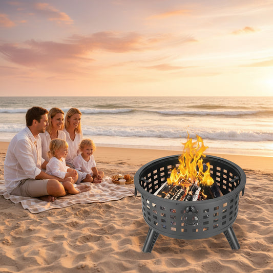 Wander & Wake™ 26-Inch Steel Fire Pit Bowl | Outdoor Wood-Burning Fire Pit - Wander & Wake