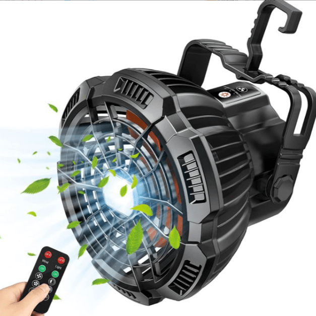 Wander & Wake™ Rechargeable Camping Fan with LED Light | Portable Tent Fan with Remote - Wander & Wake